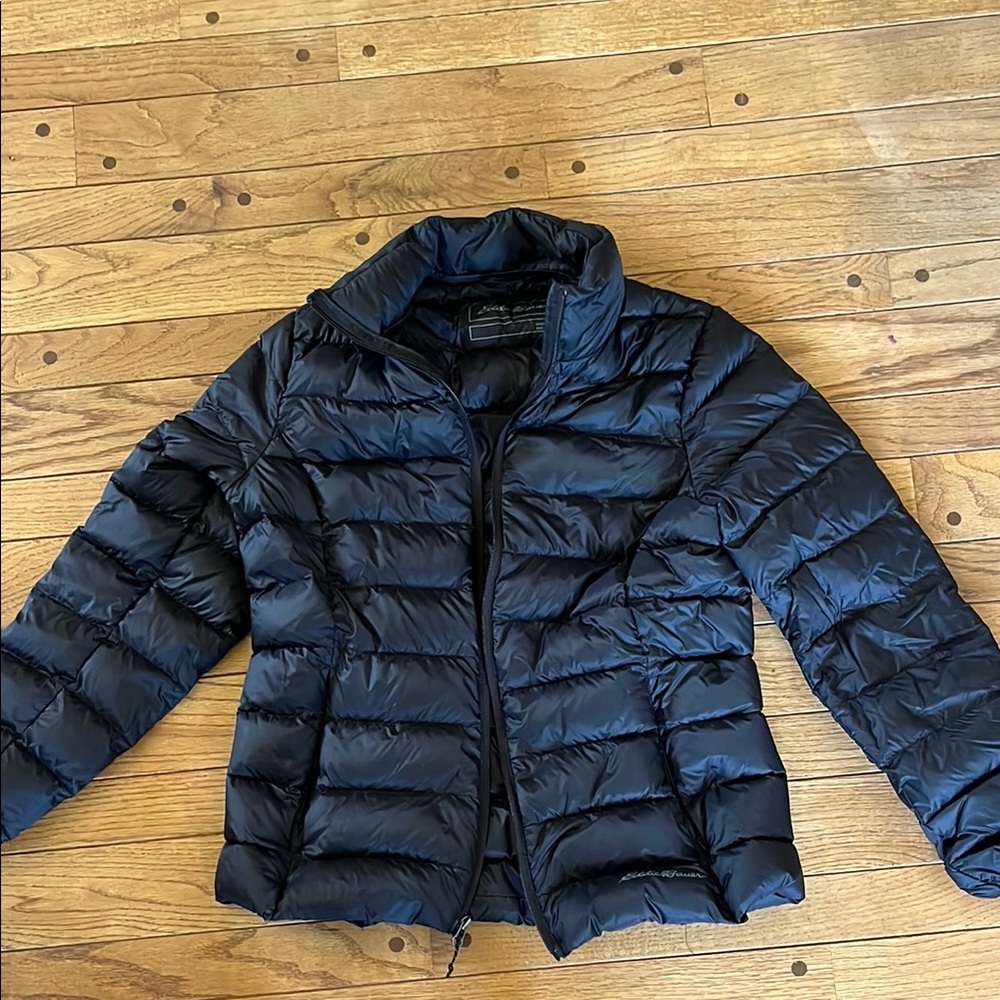 Eddie Bauer Black Puffer Jacket with Quilted Design